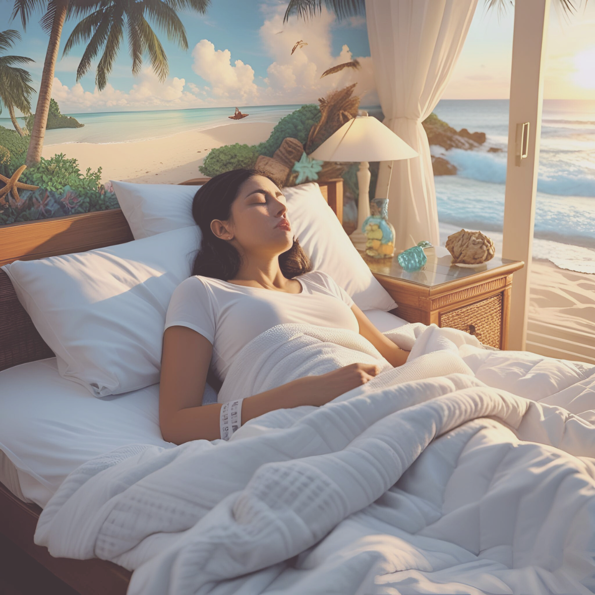 Woman finding daily spiritual strength during chronic illness survival - personal experience with peaceful tropical healing sanctuary