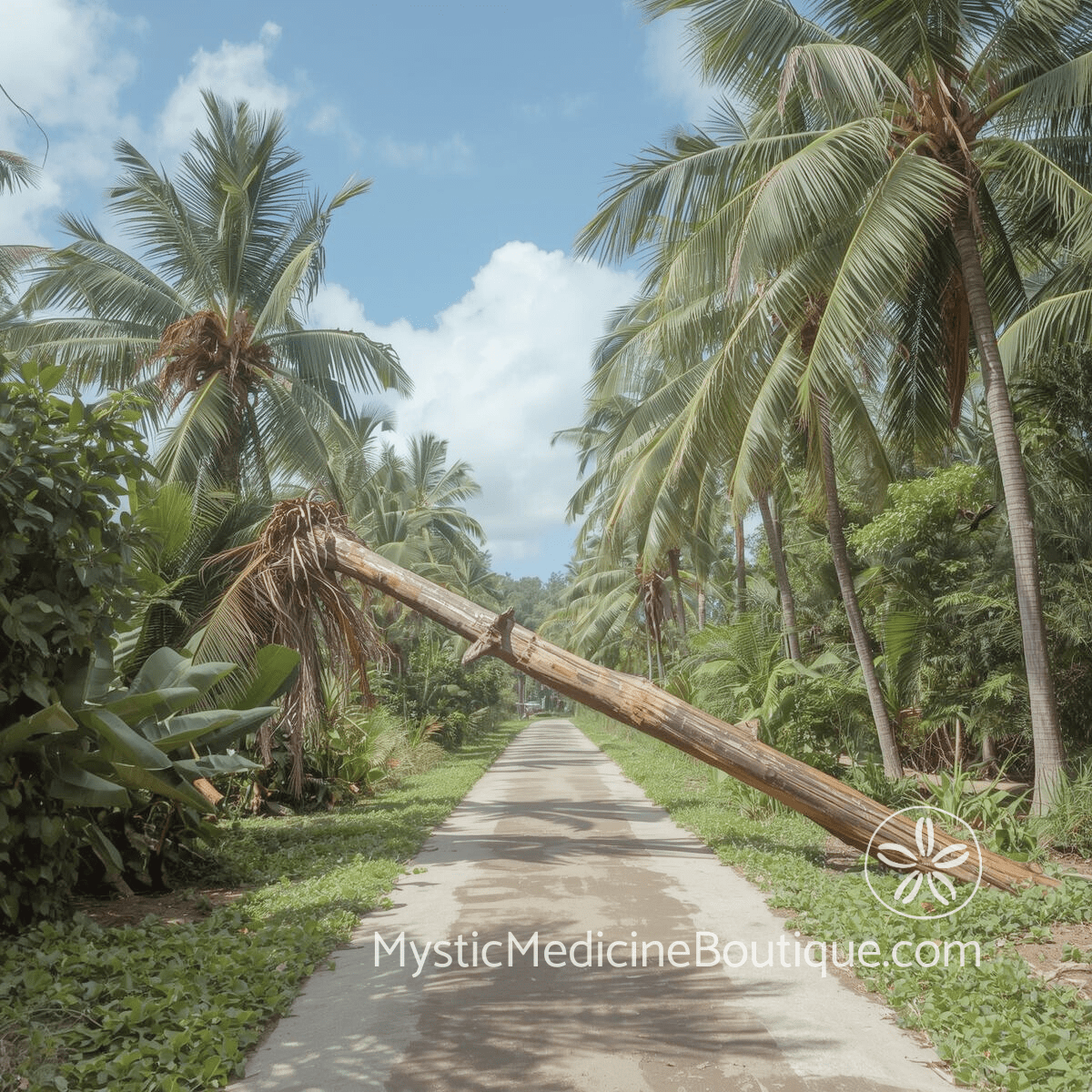 Fallen palm tree across tropical path — career purpose reckoning spiritual crisis realizing you are in the wrong job or field