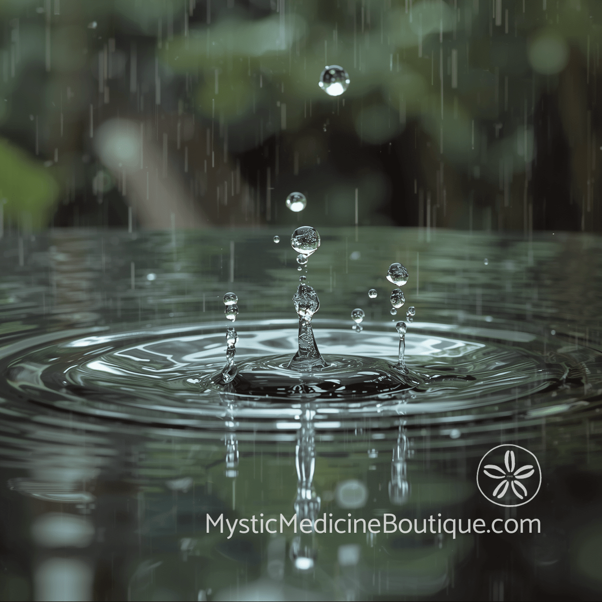 Single water droplet creating ripple rings in tropical rain — kundalini awakening emotional and psychological symptoms
