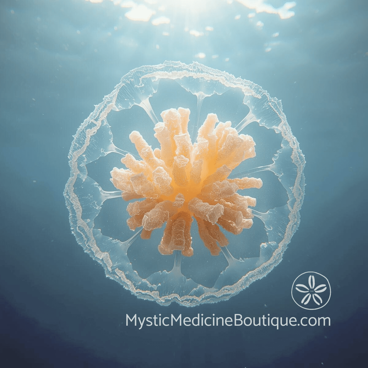 Glowing jellyfish energy field underwater representing empath spiritual boundaries and sensitive nervous system protection