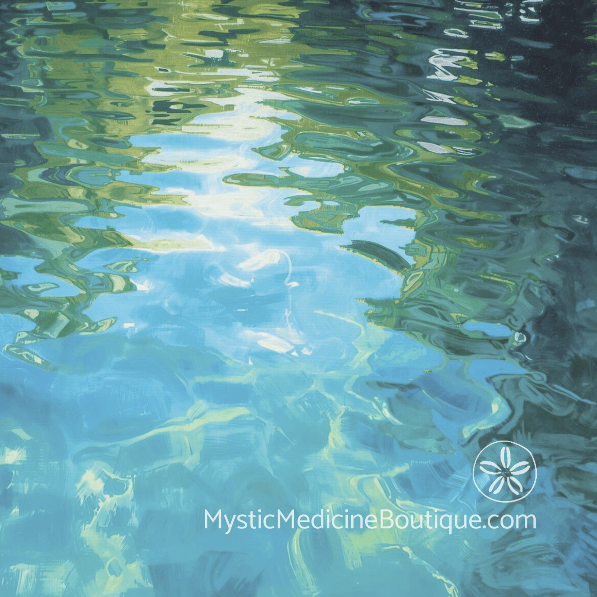 Teal rippling water representing energy clearing for empaths — nursing science and energy healing combined to relieve energetic absorption and overwhelm.
