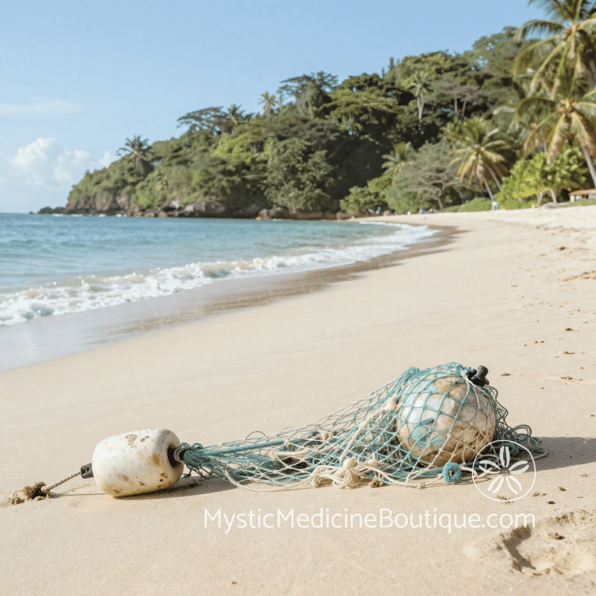 Tropical beach with fishing net — energy vampires in relationships RN Reiki Master explains