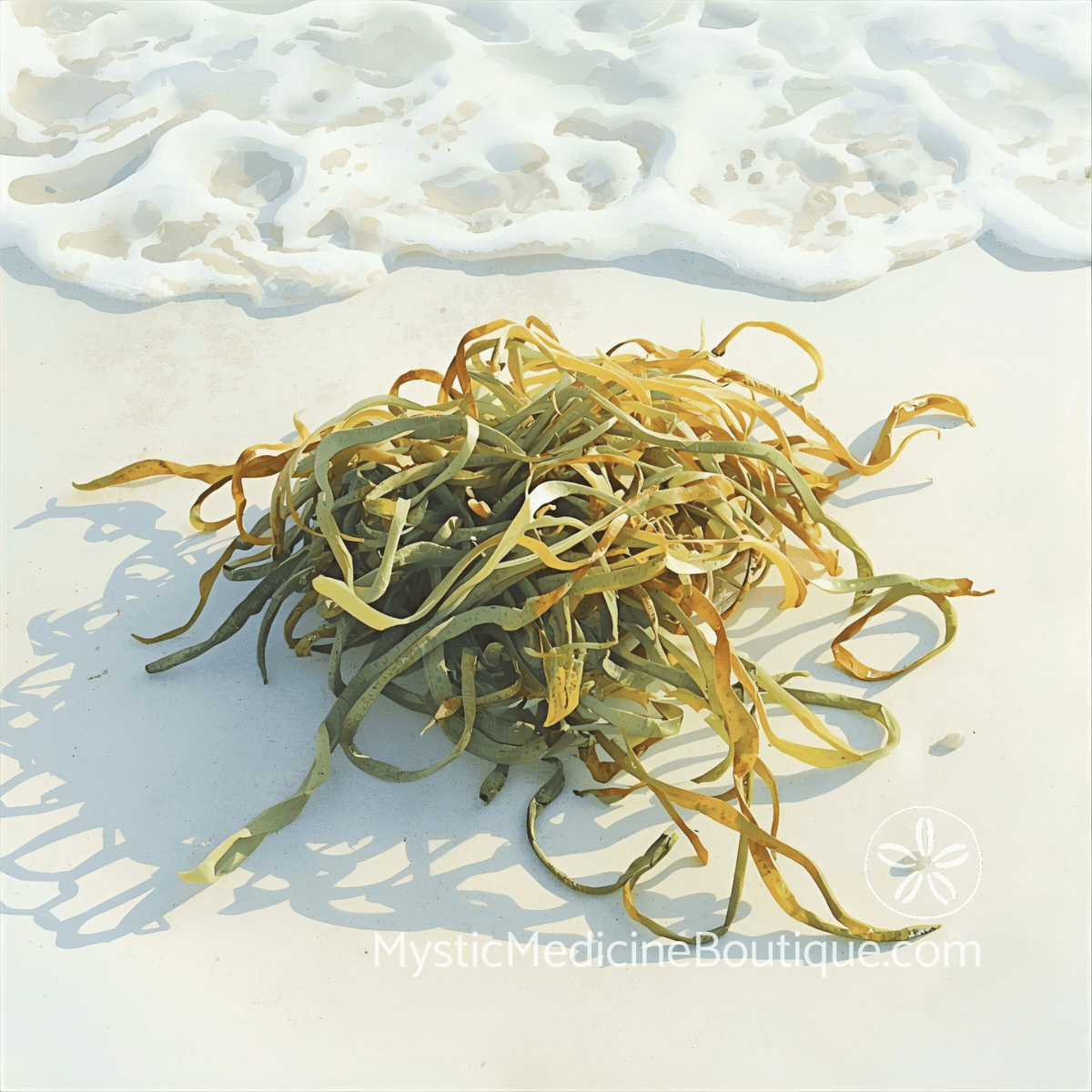 Seaweed on white sand beach representing child loss spiritual emergency and survival steps for bereaved parents when functioning feels impossible