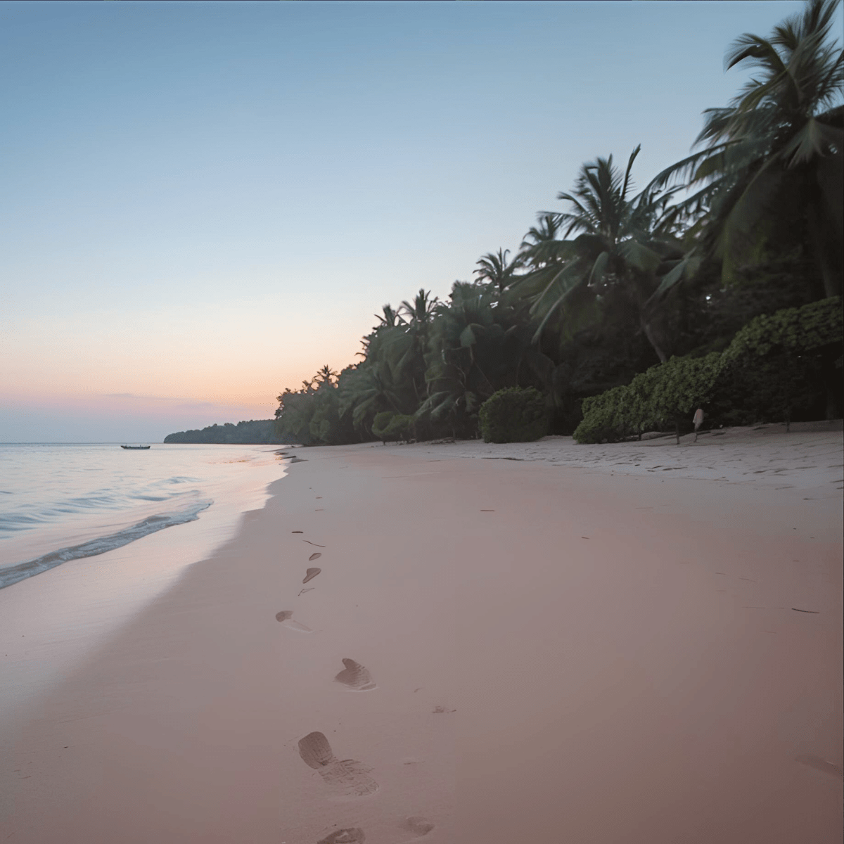 Solitary footprints on empty beach at dusk representing widowhood spiritual emergency and essential practices for identity reconstruction after spouse loss