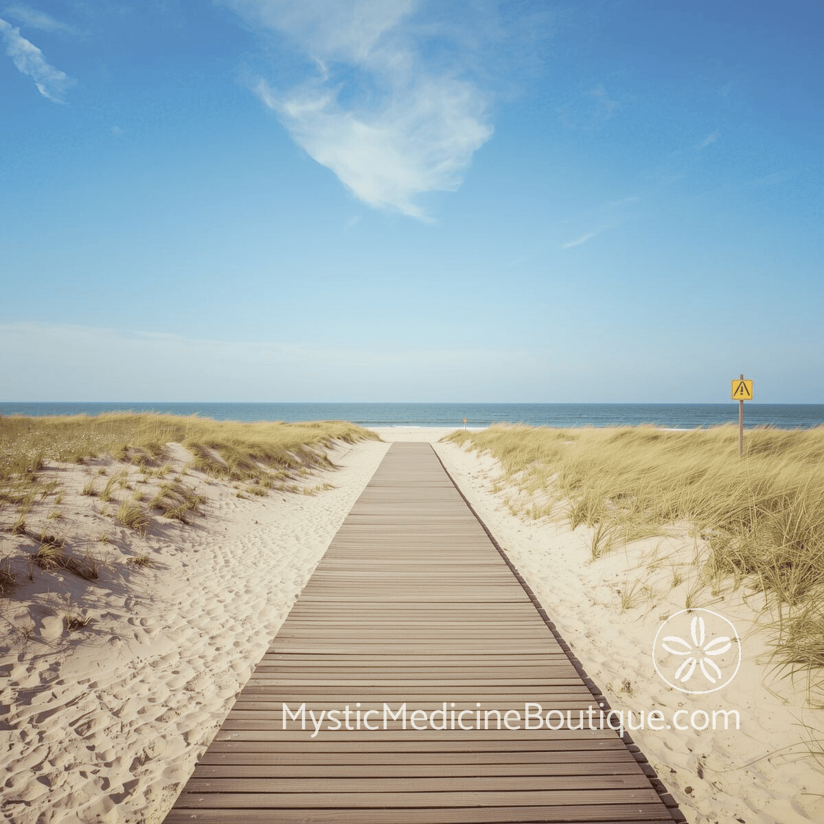 Wooden boardwalk path through beach grass dunes toward the ocean representing the long journey of betrayal recovery