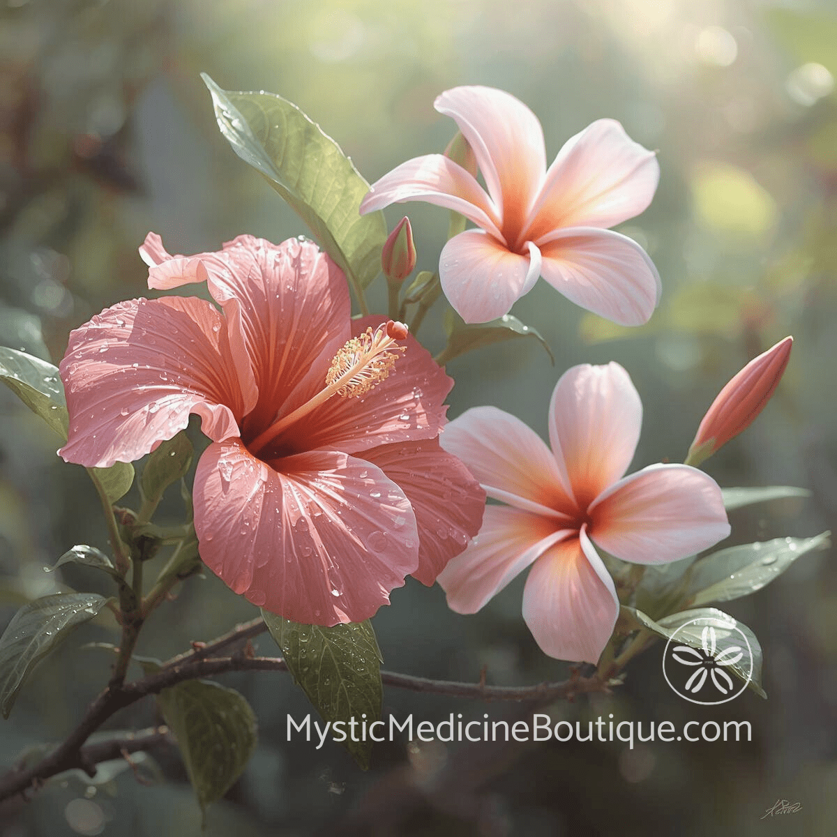 Pink hibiscus and plumeria representing romantic spiritual boundaries and maintaining identity in intimate relationships