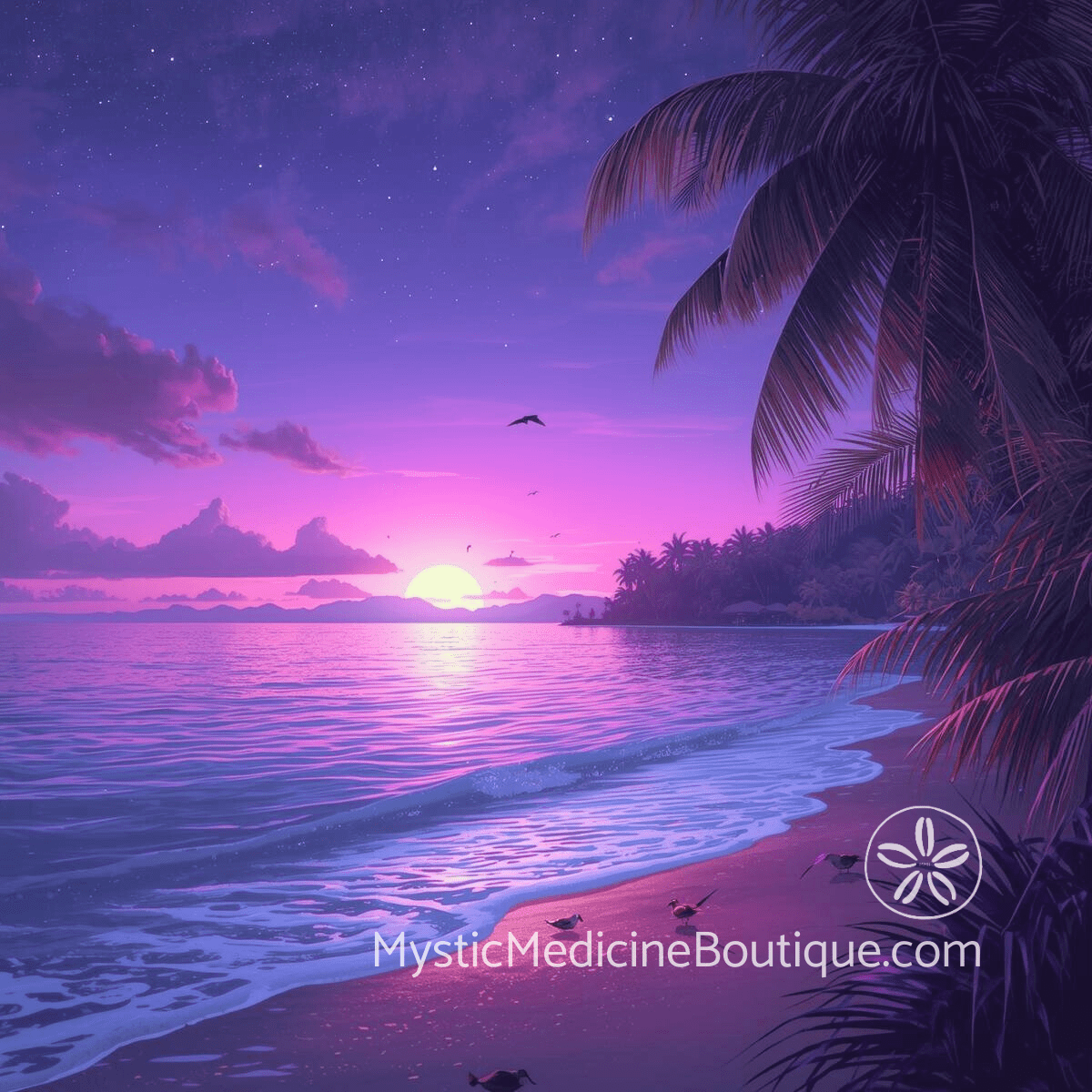 Purple night sky over tropical beach — shadow work dreamwork and unconscious material