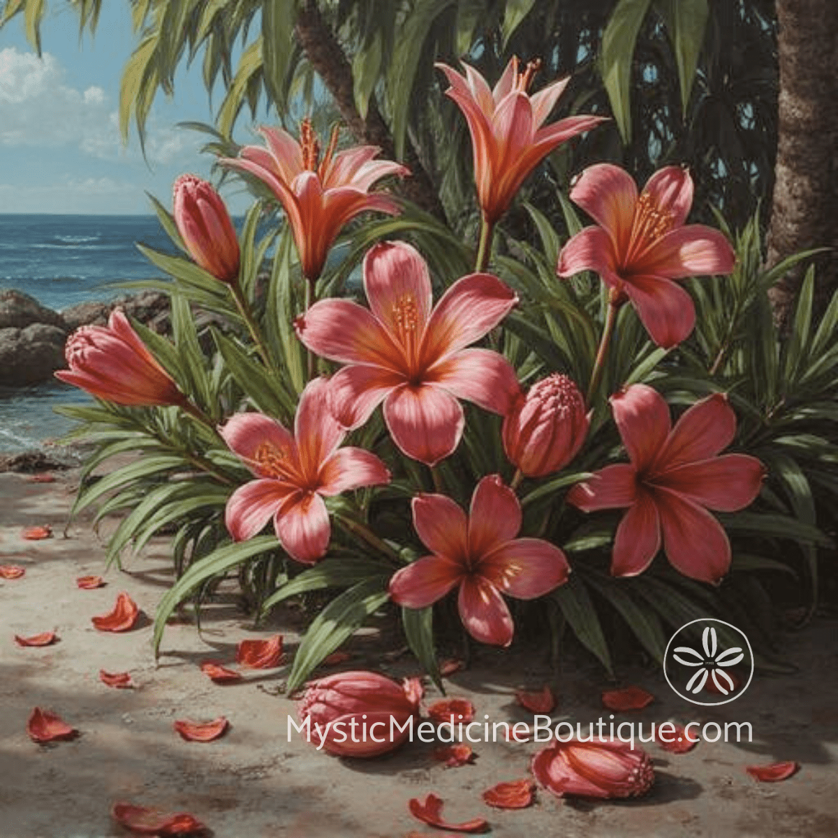 Tropical flowers on sandy beach — shadow work for perfectionists and imperfection