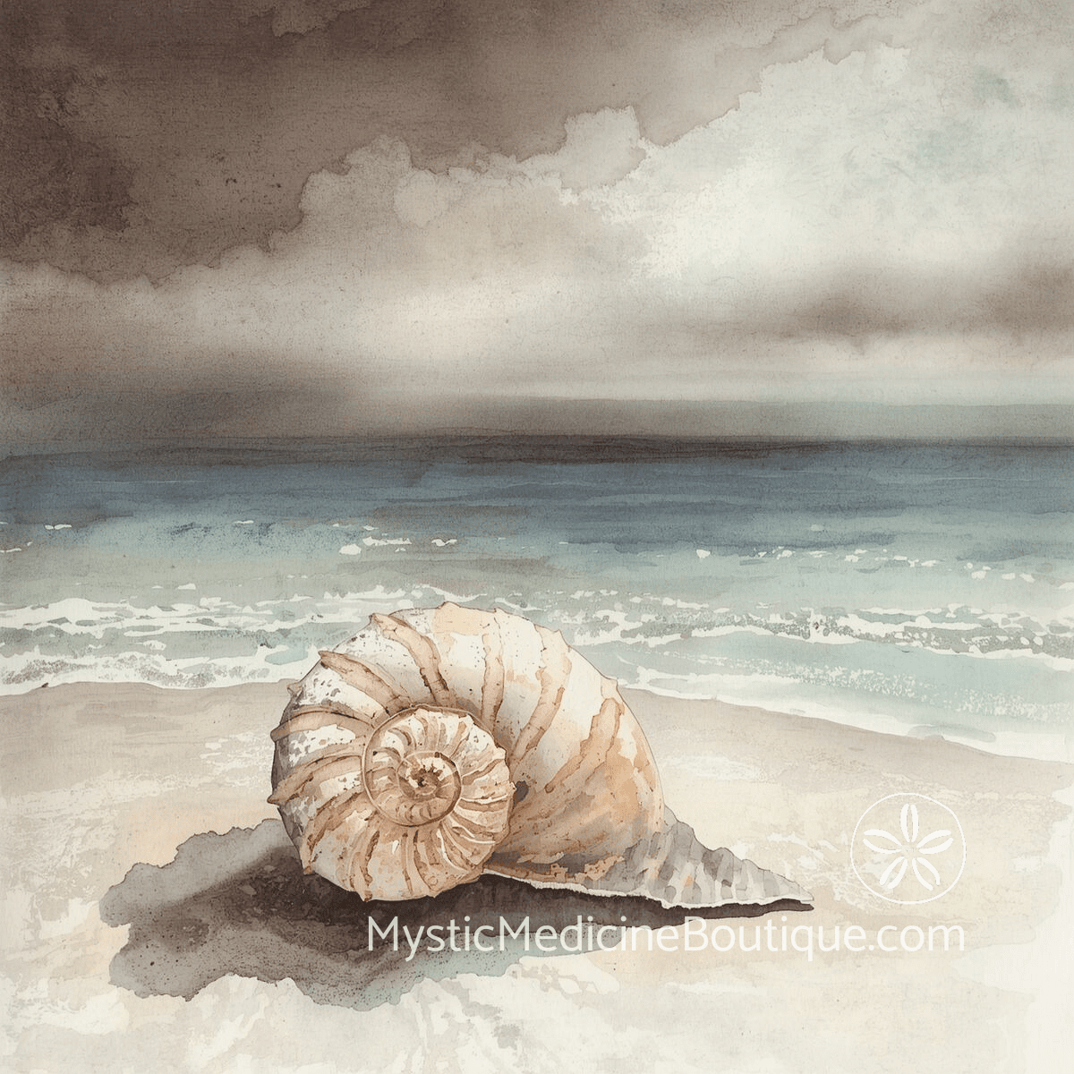 Spiral shell on sandy beach — shadow work setbacks and non-linear healing patterns
