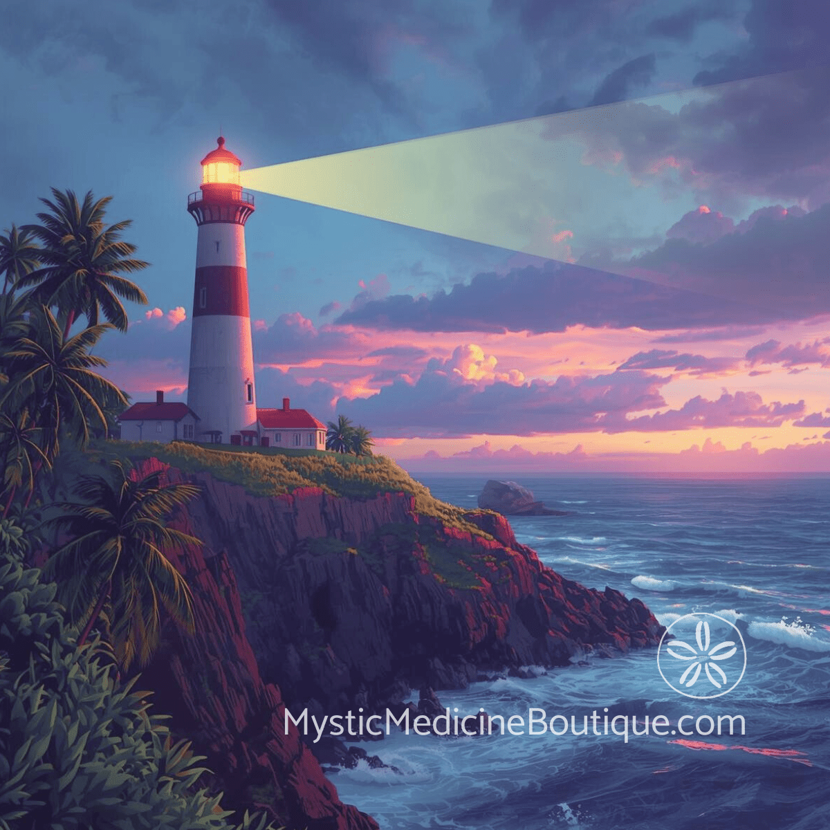 Lighthouse on a coastal cliff at sunset representing signs you need spiritual boundaries
