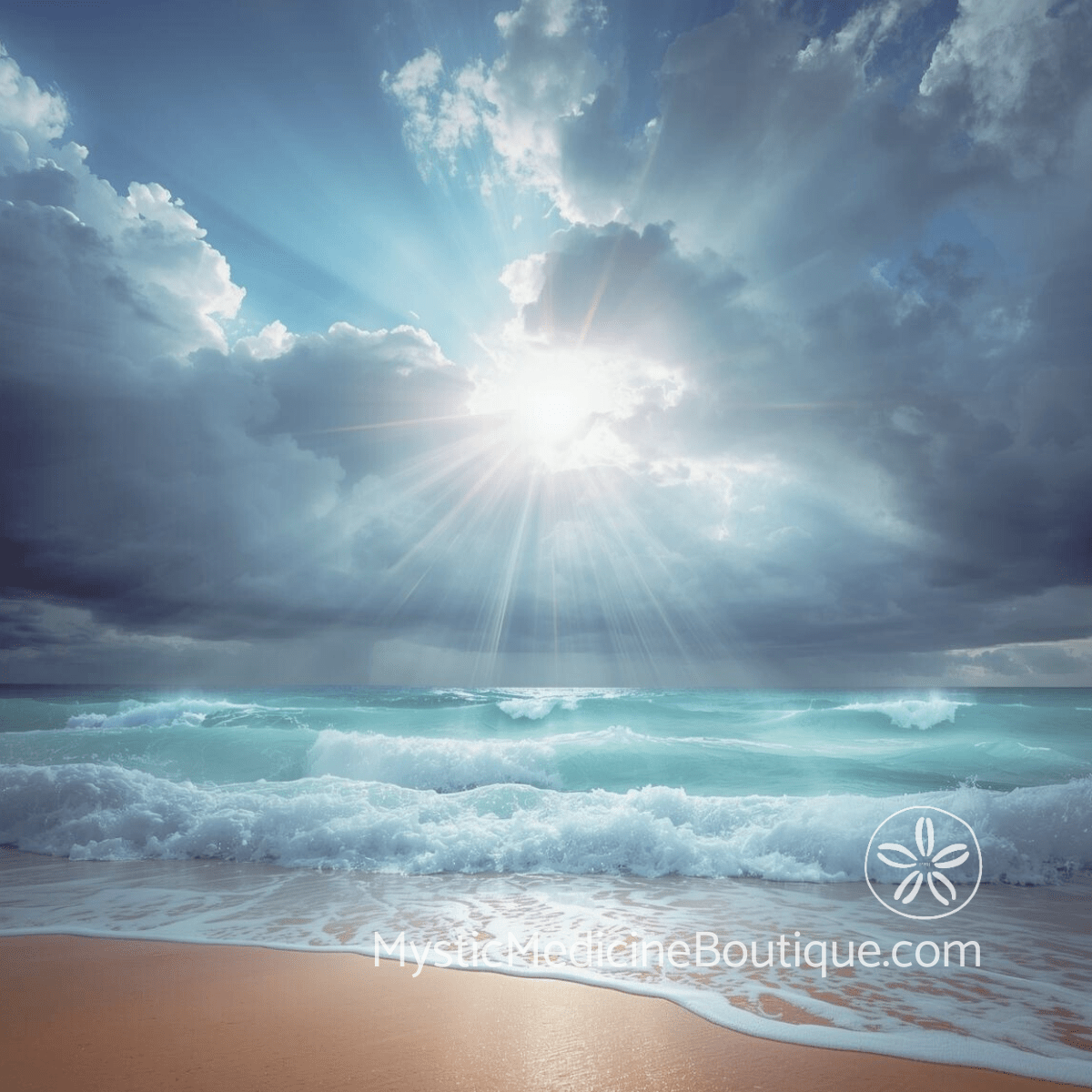 Sunlight breaking through storm clouds over ocean waves representing personal power emerging during solar plexus recovery after narcissistic abuse