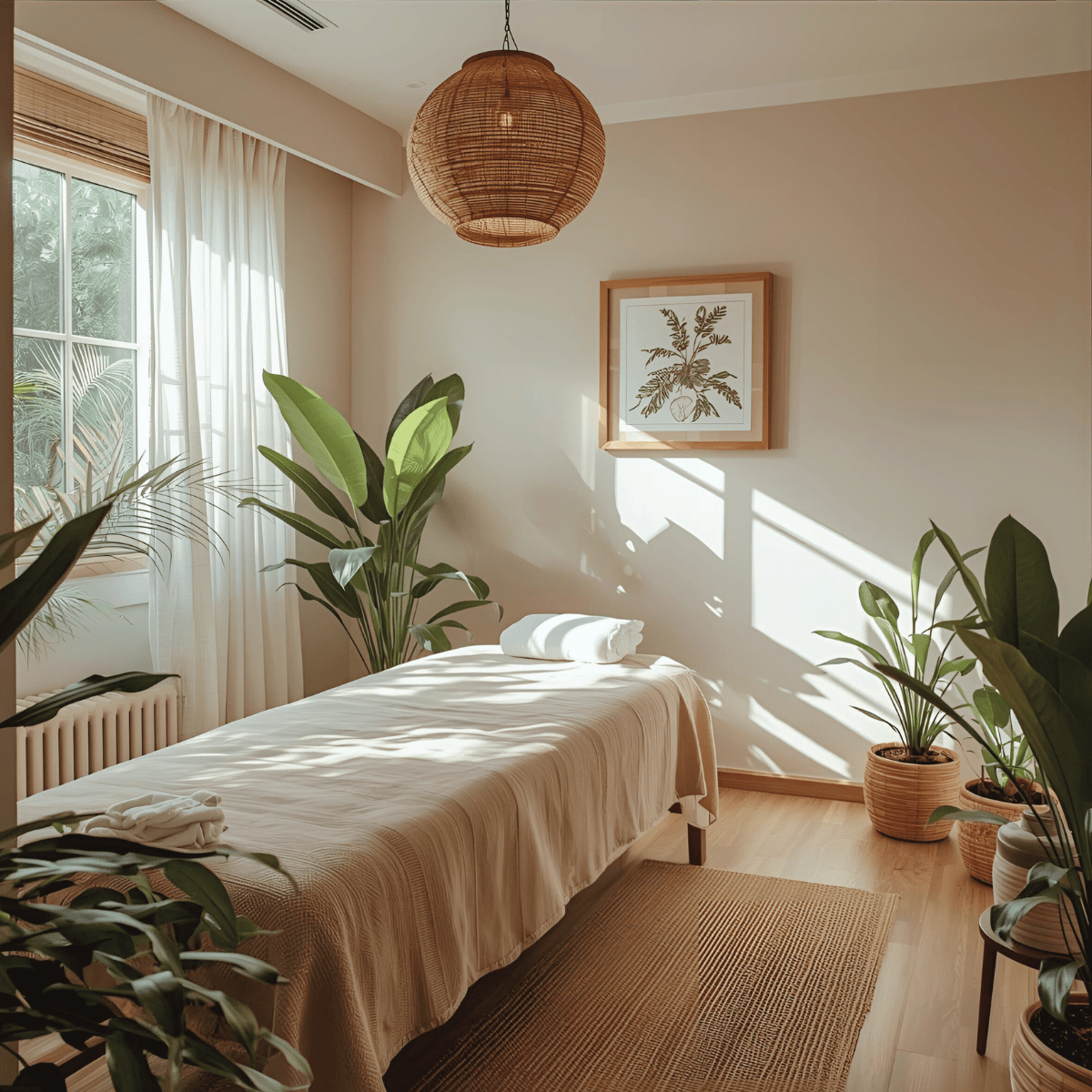 Warm healing room with plants and natural light representing spiritual emergency in men and the integrated RN Reiki Master professional perspective