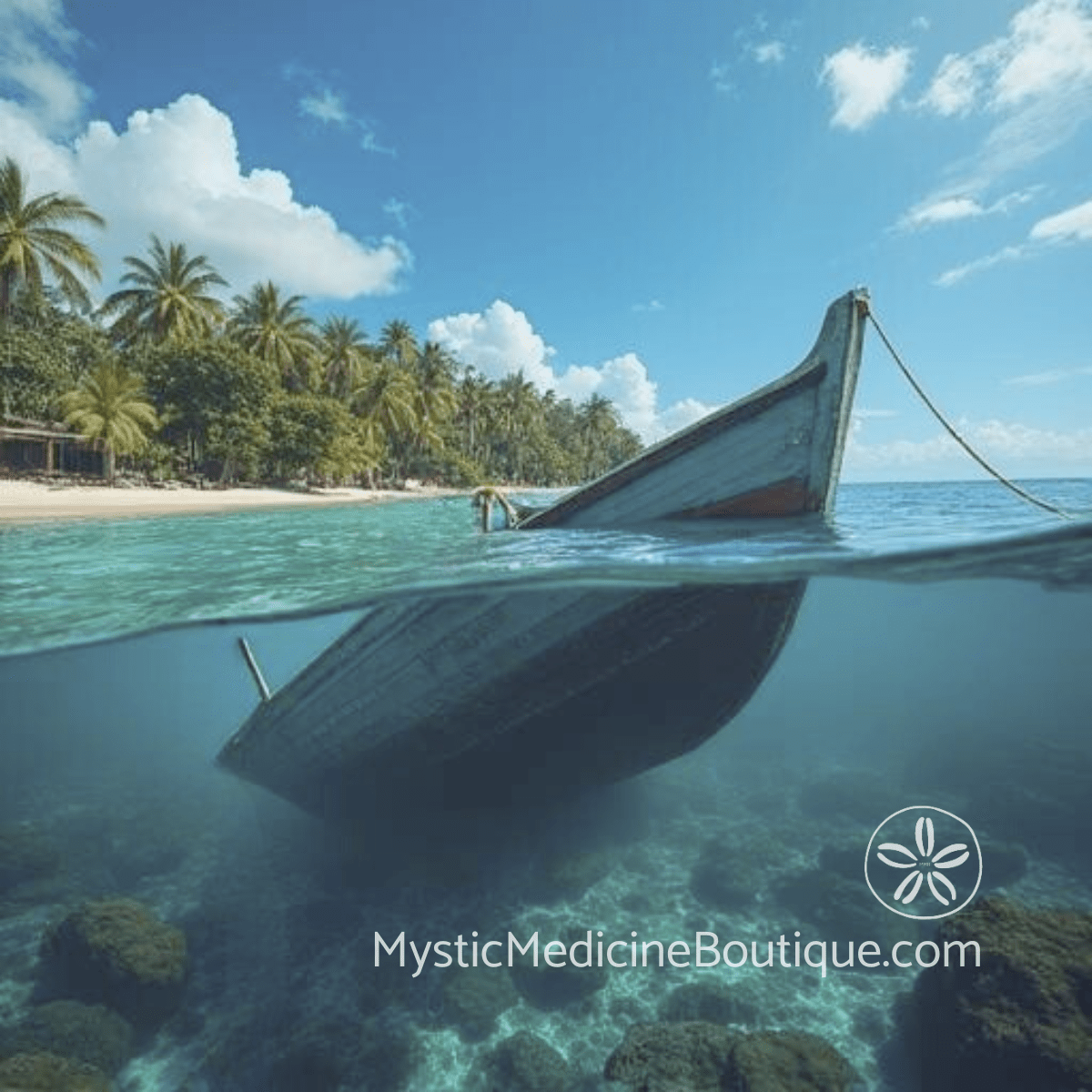 Boat split above and below waterline representing victim energy vampires and how to help without losing yourself to their drama and manipulation
