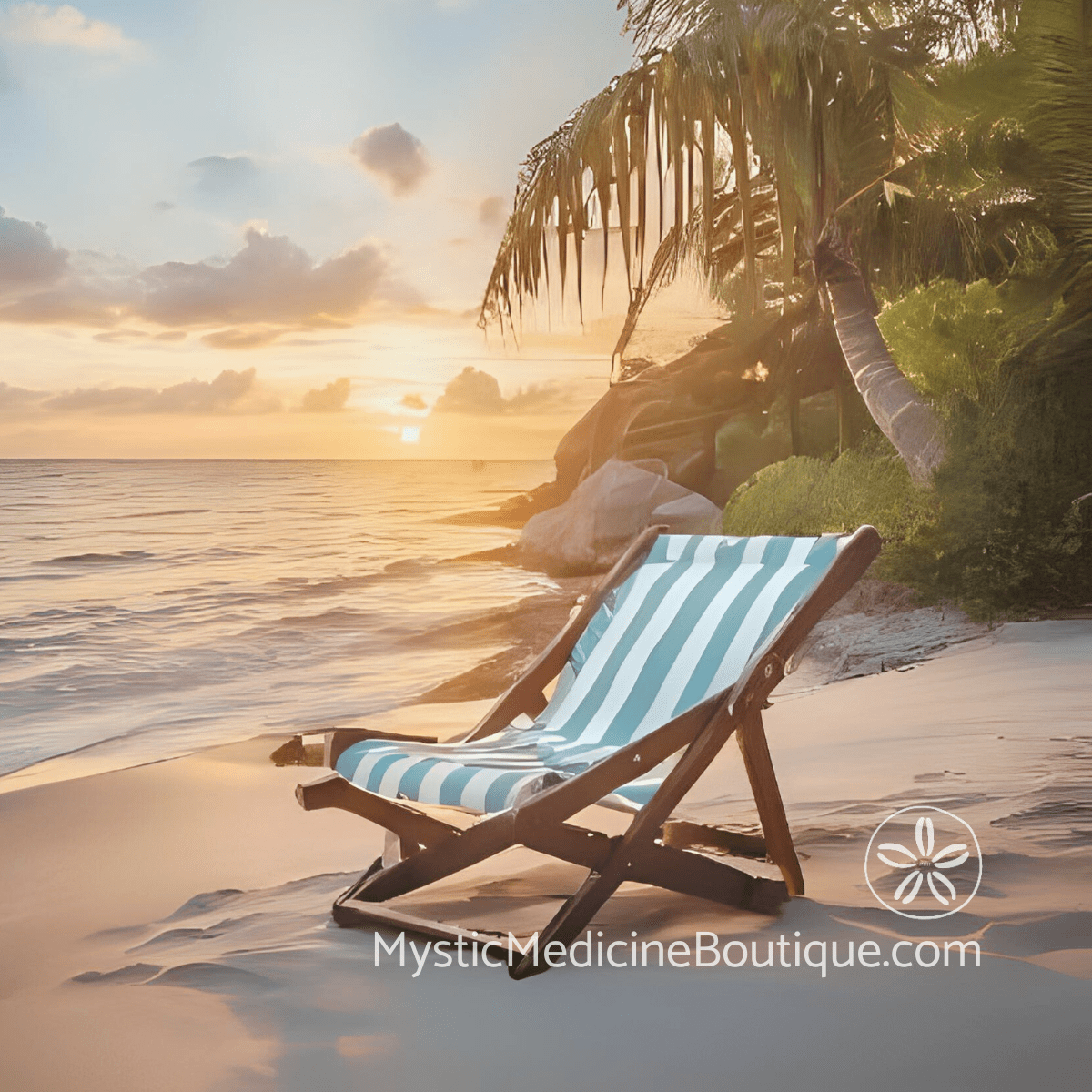 Peaceful tropical beach at sunset representing spiritual sanctuary and grounded support for pet loss spiritual emergency from an RN Reiki Master