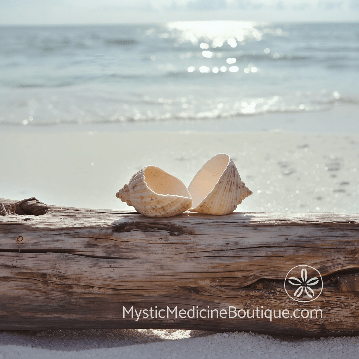 Two shells on driftwood by the ocean representing best friend loss spiritual emergency guide