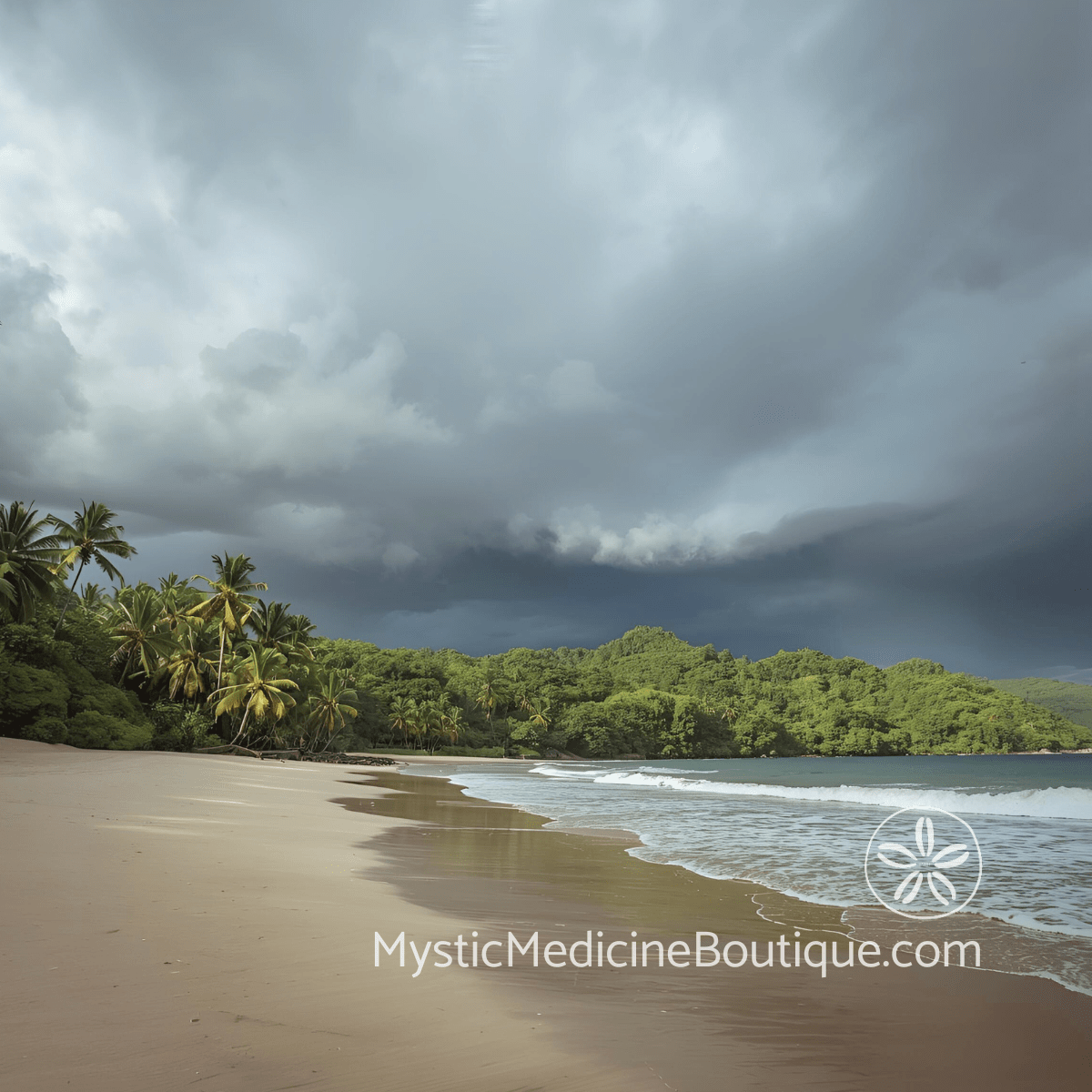 Dark stormy beach with dramatic clouds representing Dark Night of the Soul after best friend loss