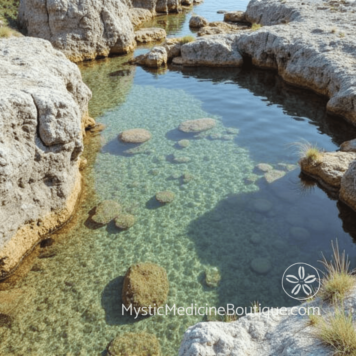 Rocky tidal pool with clear water — why sensitive people are vulnerable to energy vampires RN Reiki Master explains