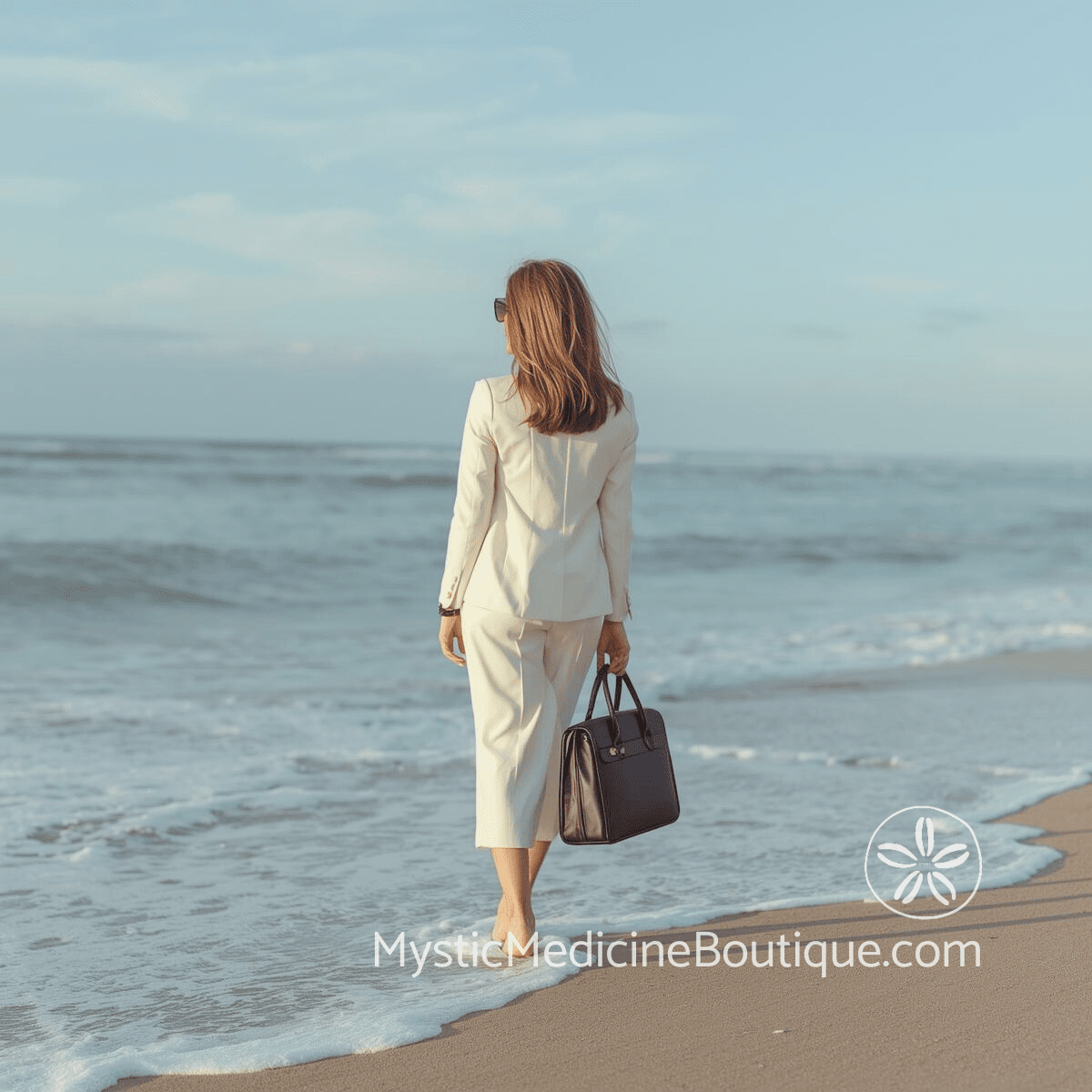 Woman walking on beach representing empath protection strategies for surviving emotionally intense jobs
