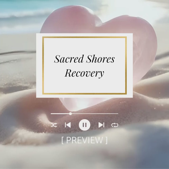 Sacred Shores Recovery musical spiritual refuge audio preview with Rose Quartz crystal for betrayal trauma healing and faith-inclusive support
