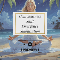 Consciousness Shift Emergency Stabilization meditation preview - spiritual awakening crisis support with professional audio controls on tropical beach meditation scene
