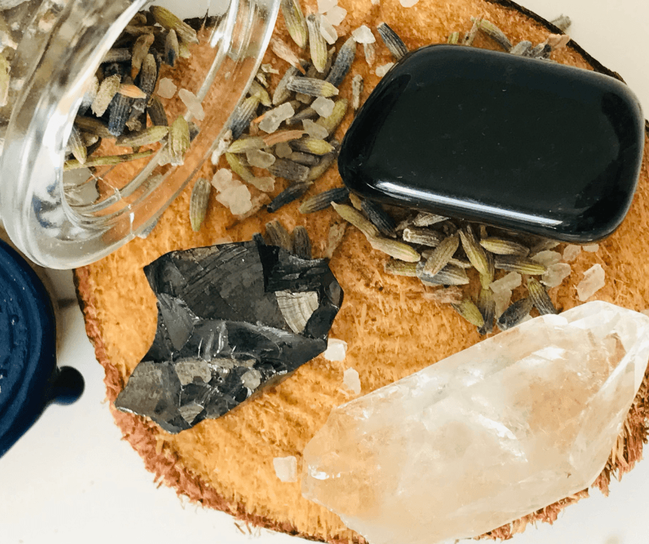 Detail of Protection crystals for clearing darkness and negative spiritual attacks