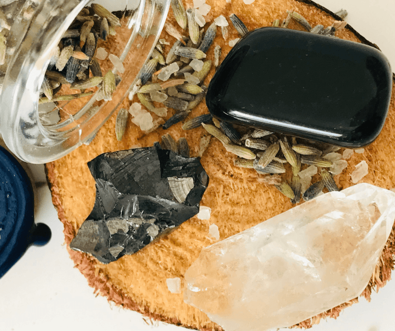 Detail of Protection crystals for clearing darkness and negative spiritual attacks